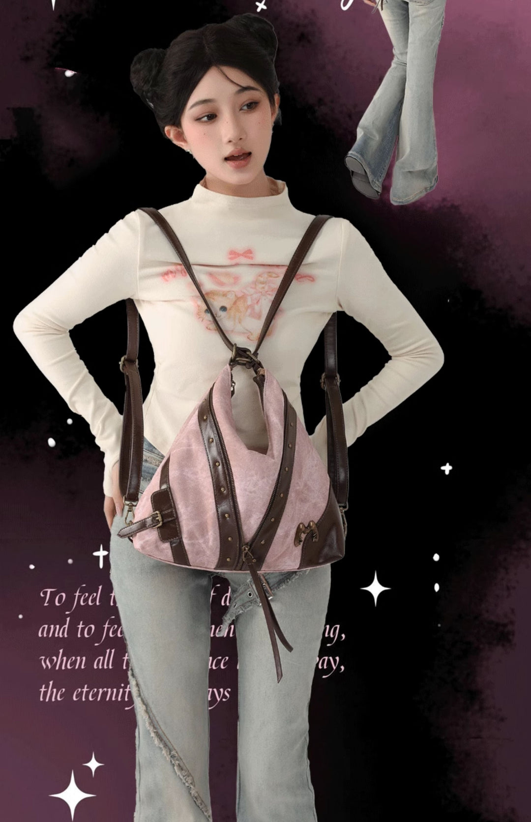 Large-Capacity Studded Y2K Backpack