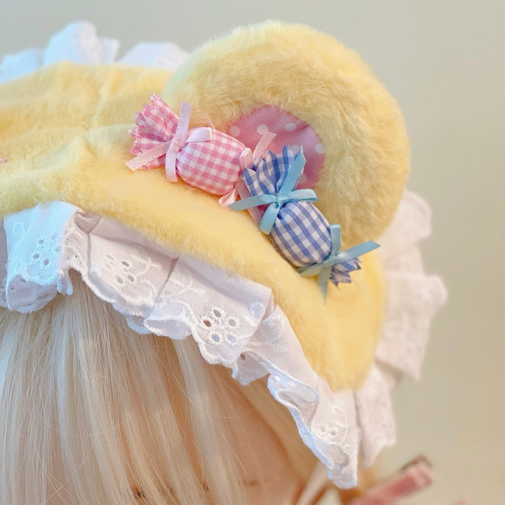 Yellow and Pink Plush Bear Candy Headband