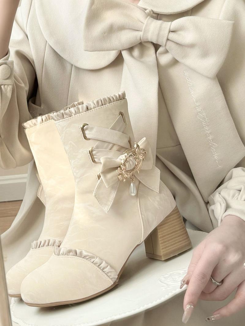 Apricot French Autumn-Winter Elegant Lolita Boots