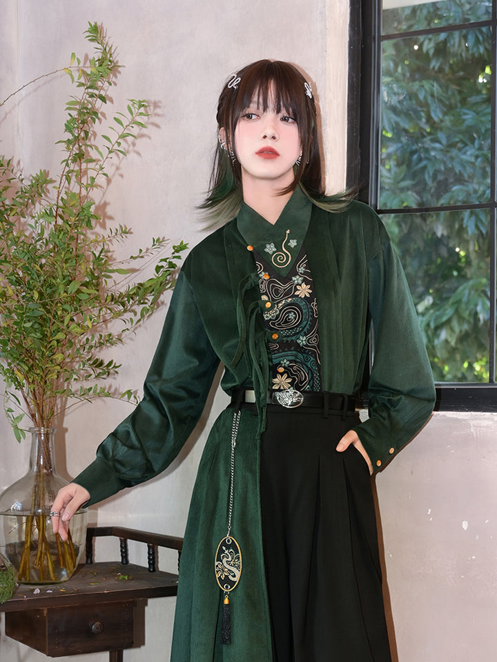 Chinese-style Embroidered Green Top