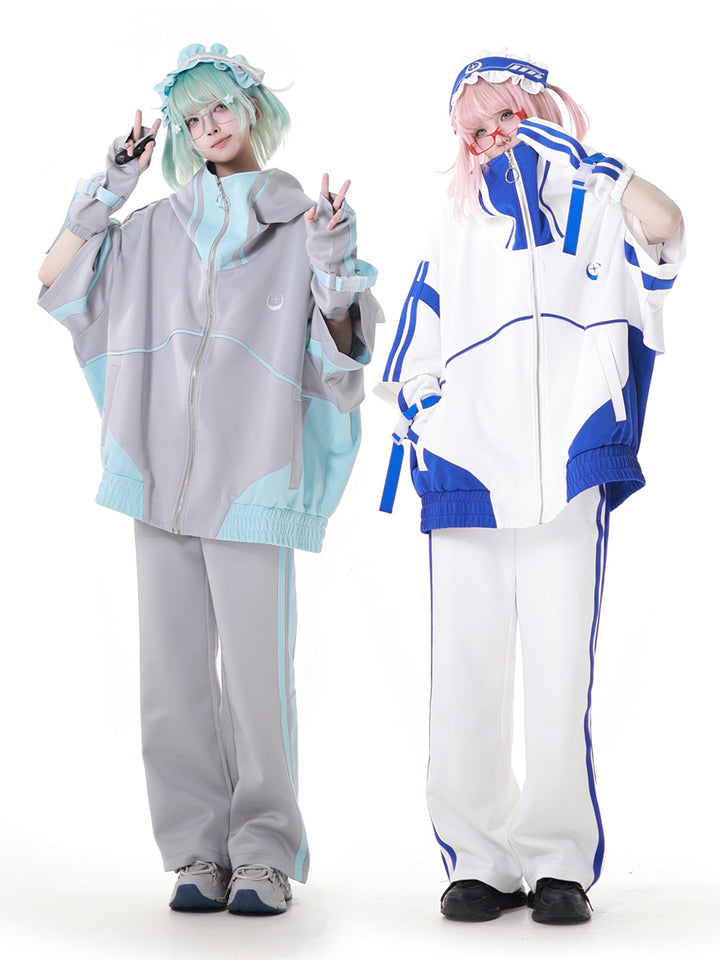 Cyber Y2K Hooded Jacket Shorts Pants Arm Sleeves Leg Warmers Headpiece