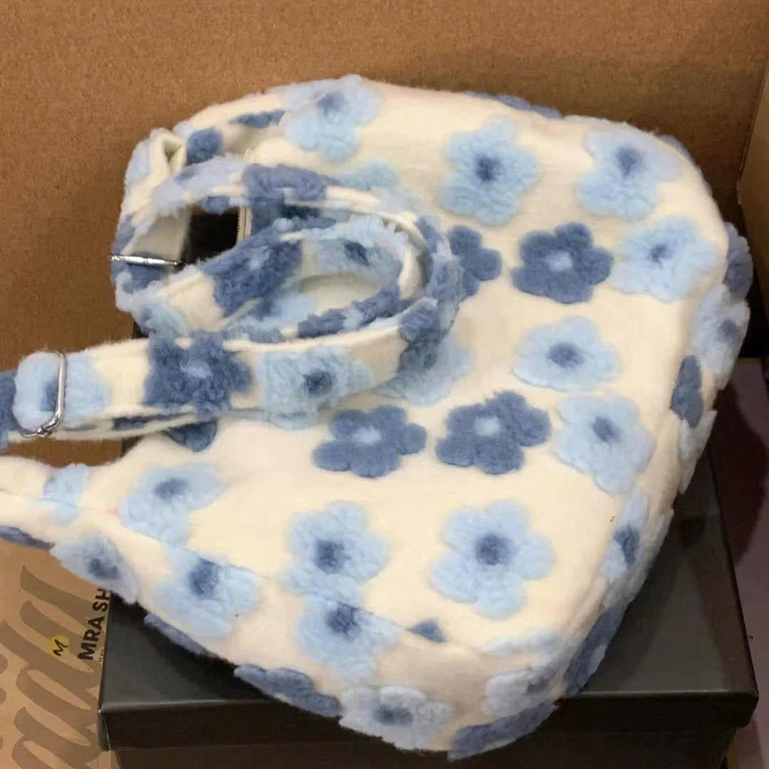 Blue Daisy Plush Bag