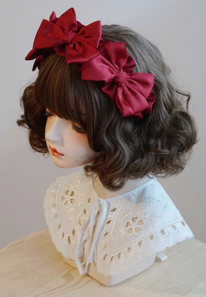 Burgundy Bow Ruffled Headband