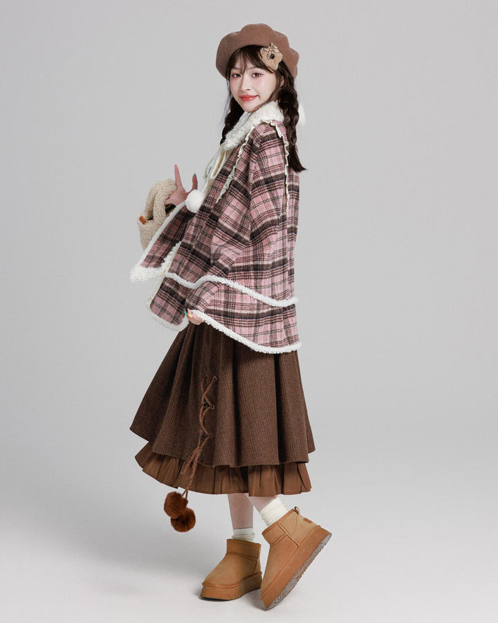 College-style Plaid Cape