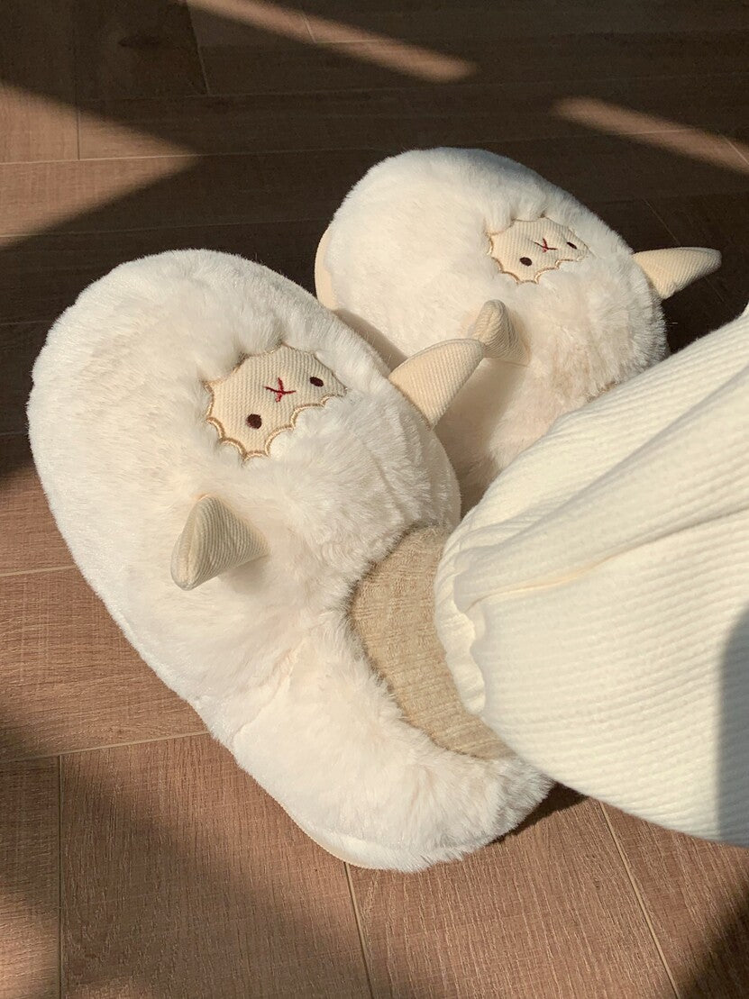 Lovely Sheep Plush Slippers