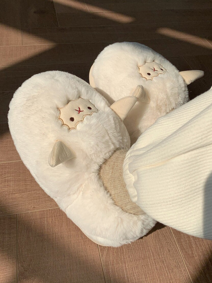 Lovely Sheep Plush Slippers