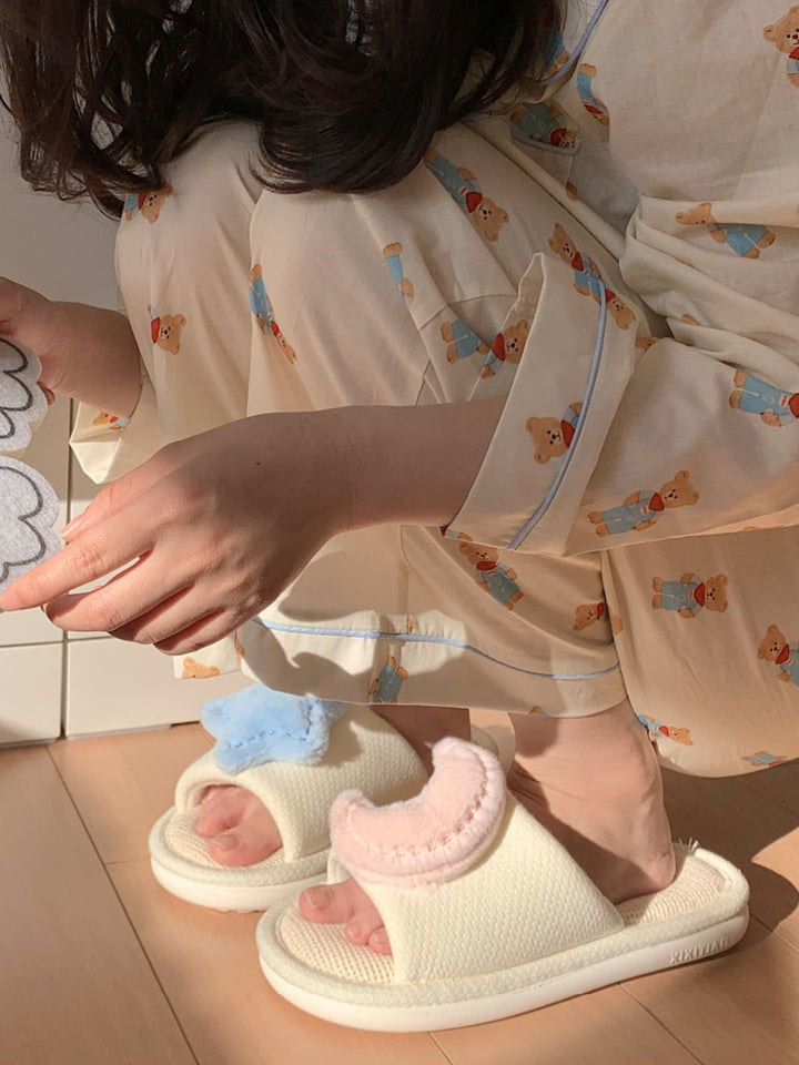Moon Star Linen Slipper