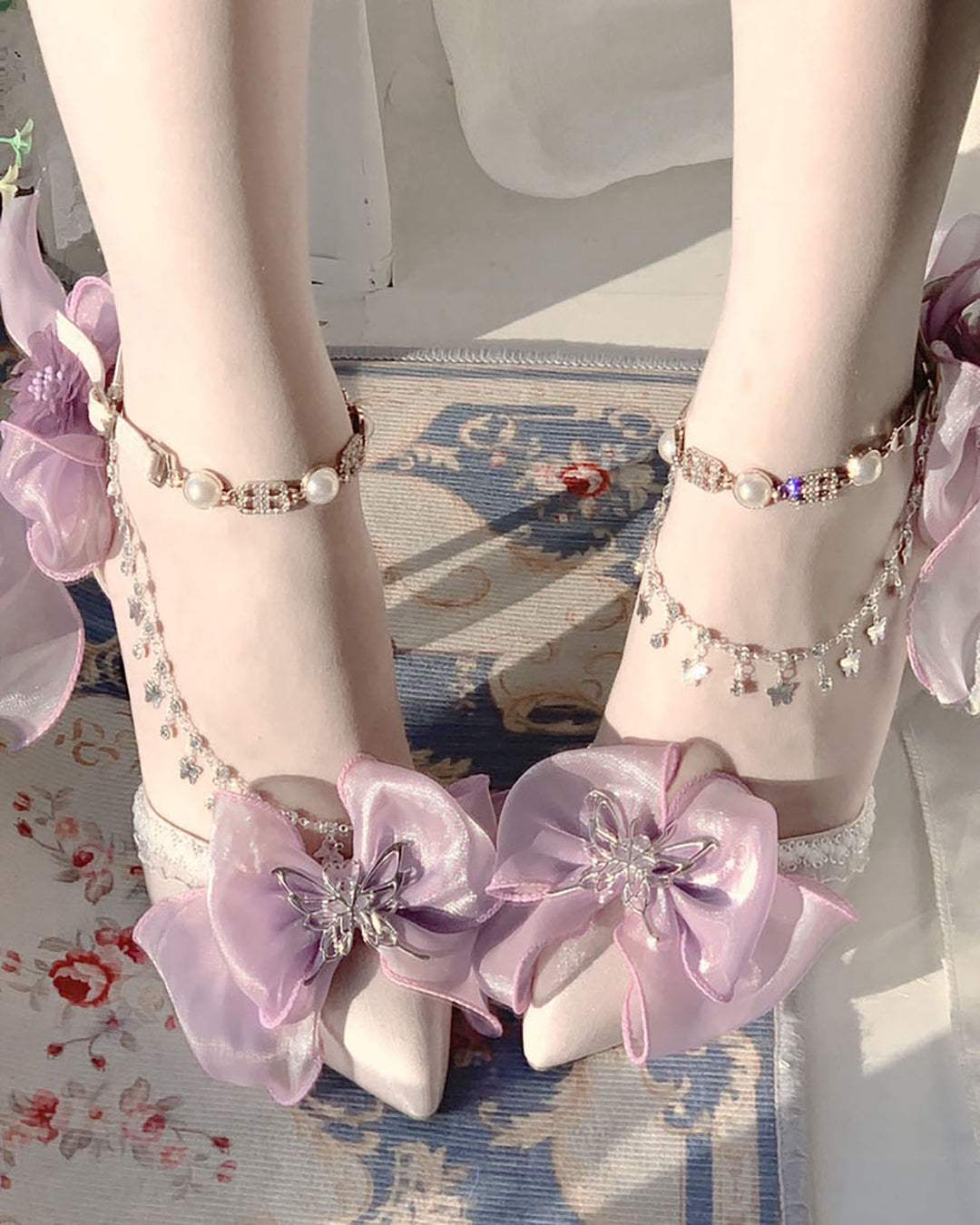 Fairy Butterfly Floral Decoration High Heels