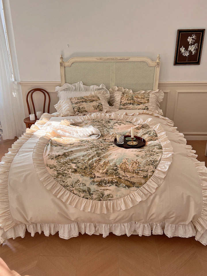 Romantic French Vintage Art Cotton Lace Duvet Cover