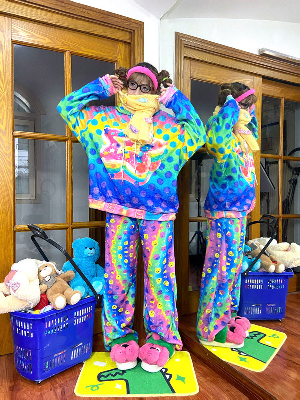 Rainbow Cat Star Plush Lounge Pants