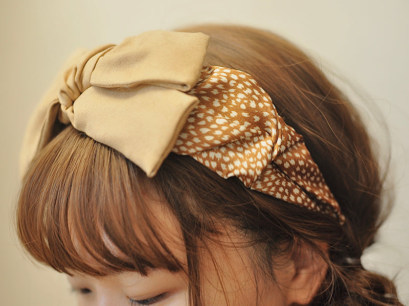 Deer Pattern Bow Wool Headband