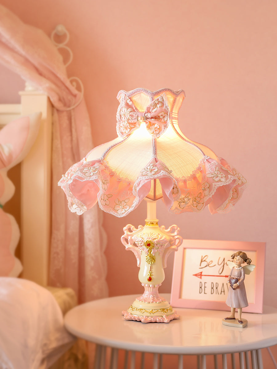 Pink Bow-Knot Lace Table Lamp