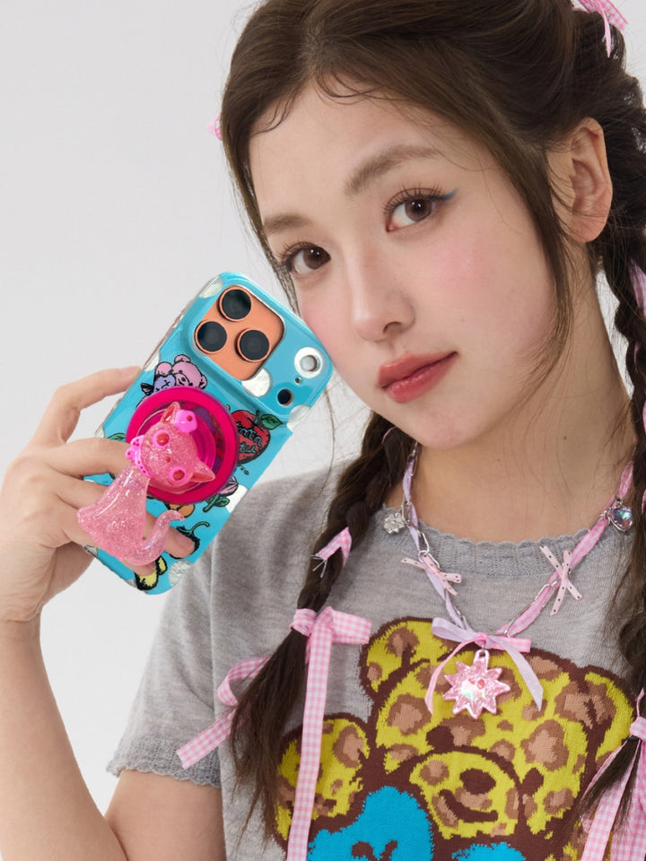 Blue Teddy Sticker Phone Case