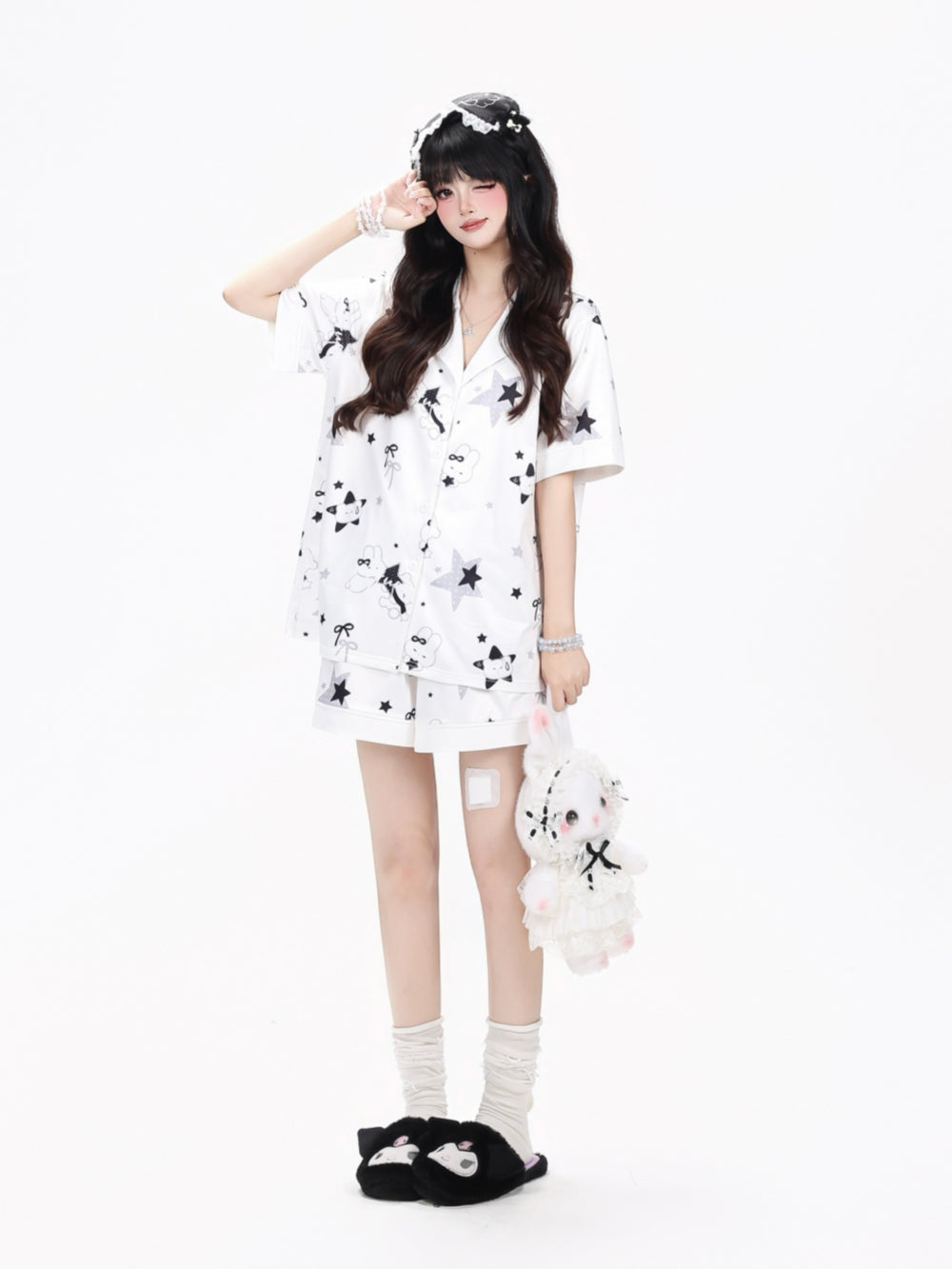 Star Bunny Print Pajama Set