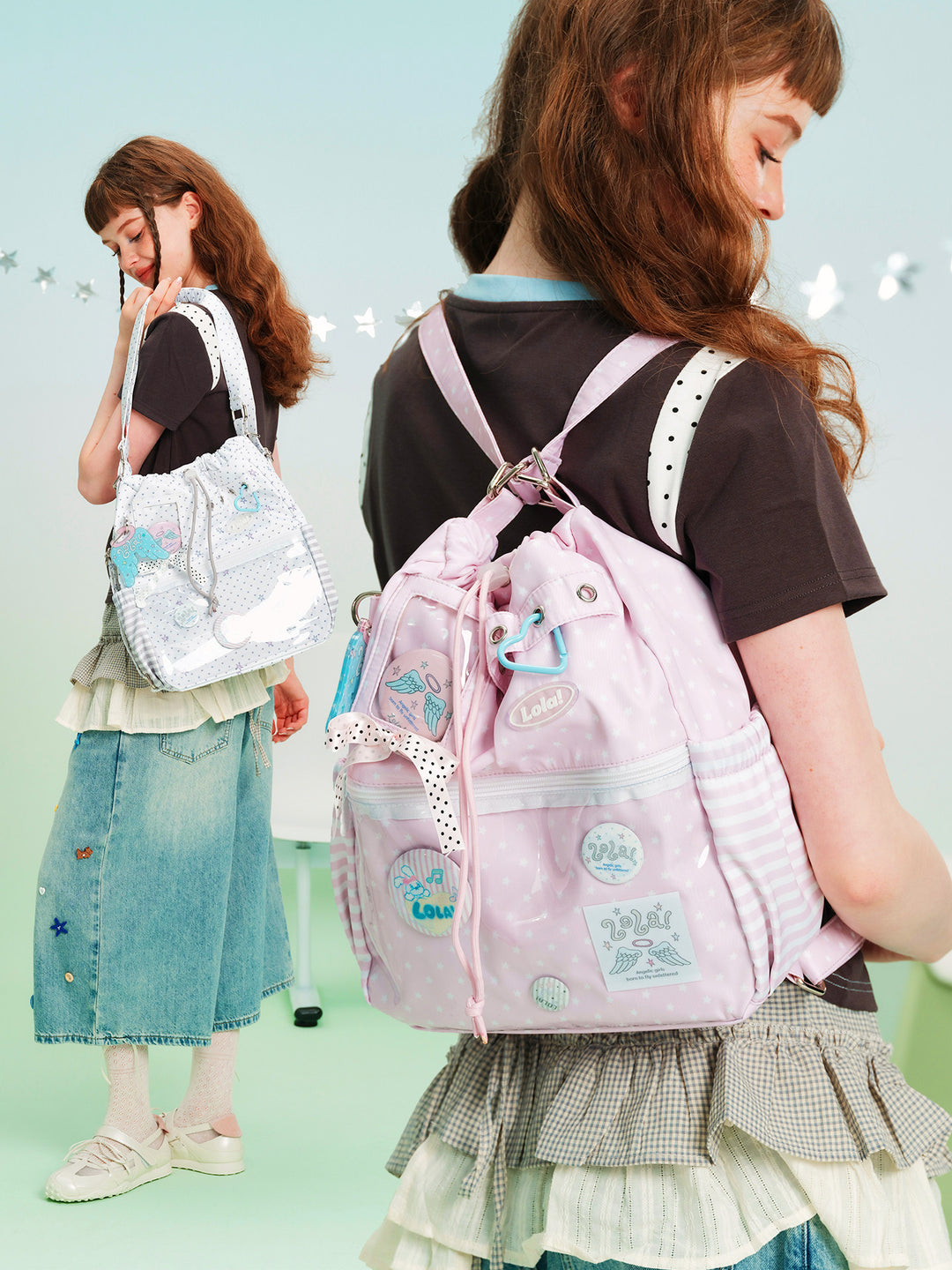 2-Way Convertible Star Print Drawstring Ita Bag