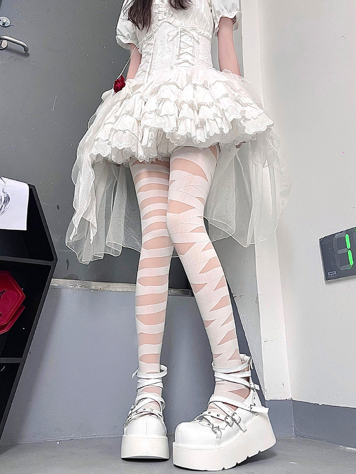 Gothic Crisscross straps design Stockings