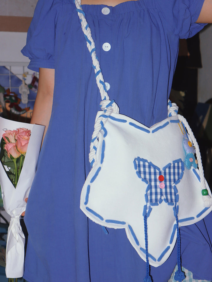 Star-Shaped Butterfly Appliqué Crossbody Bag