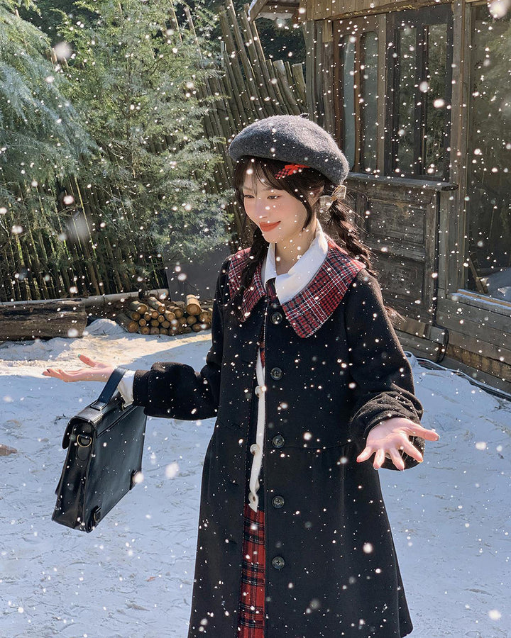 Chic Black / Gray College-style Coat for Fall and Winter