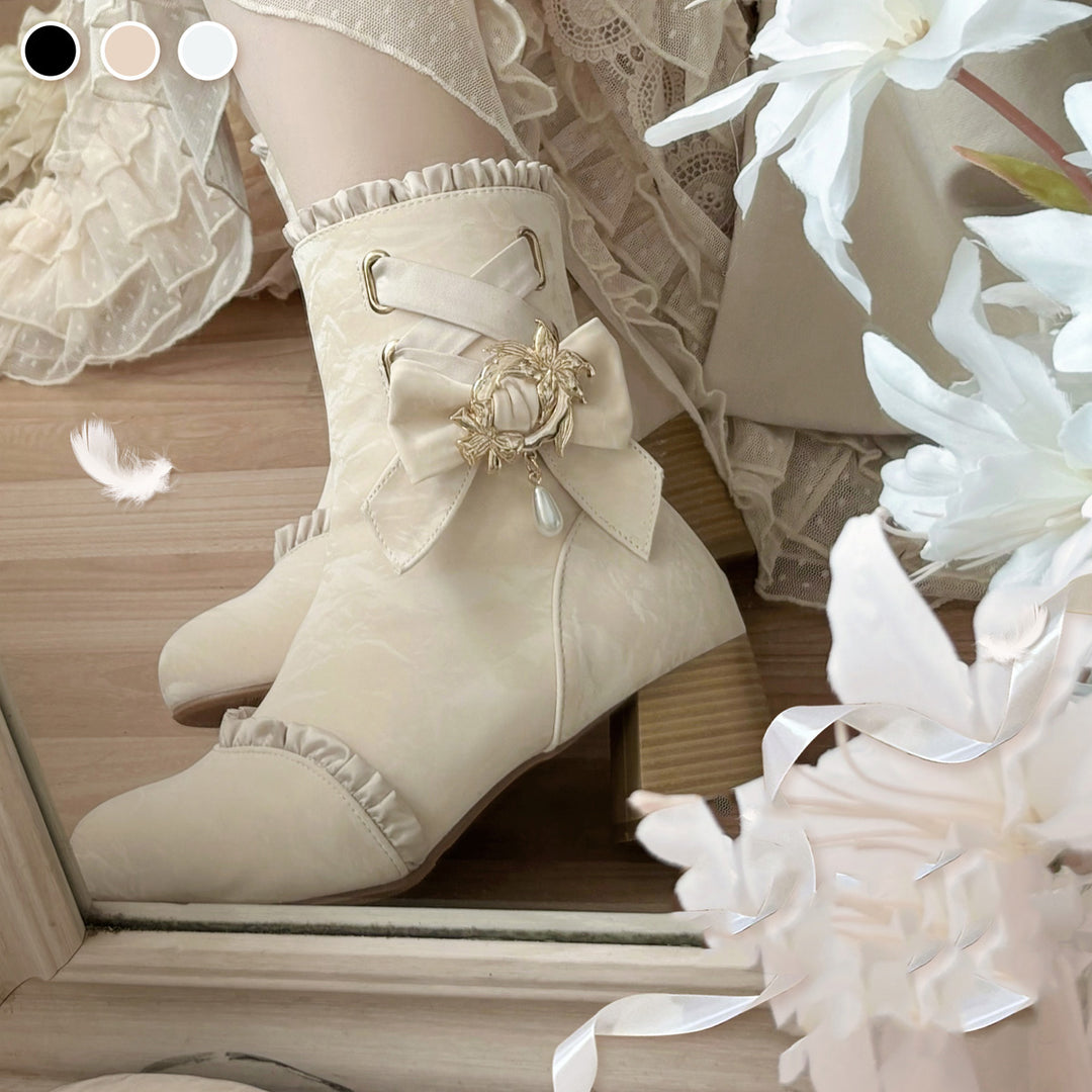 Apricot French Autumn-Winter Elegant Lolita Boots