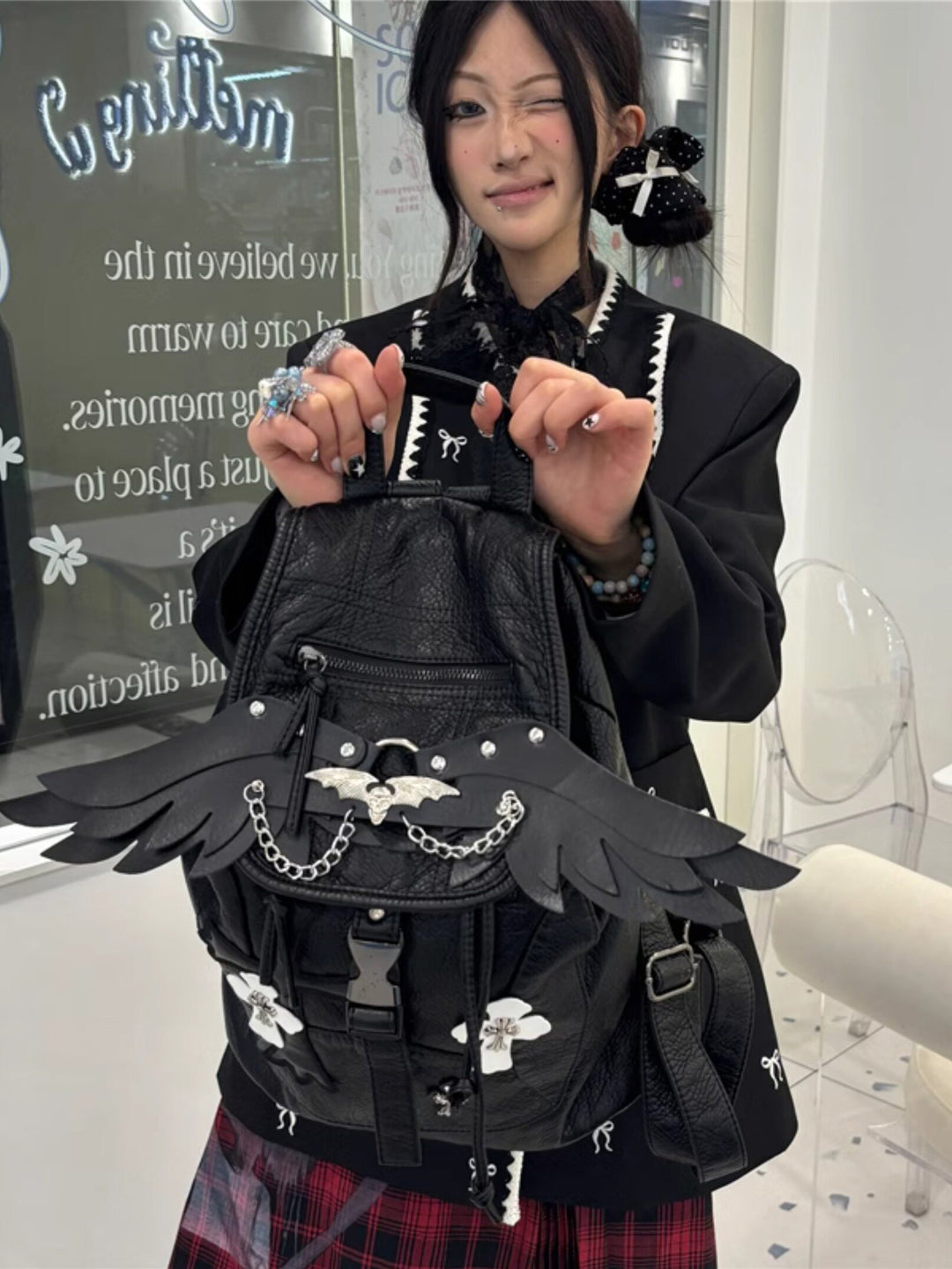 Goth Wing Drawstring Backpack