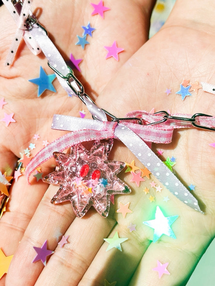Pink Ribbon Star Charm Necklace