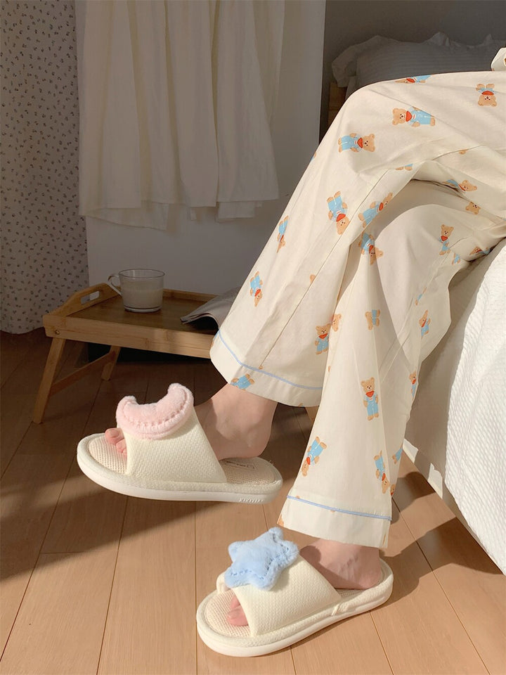 Moon Star Linen Slipper