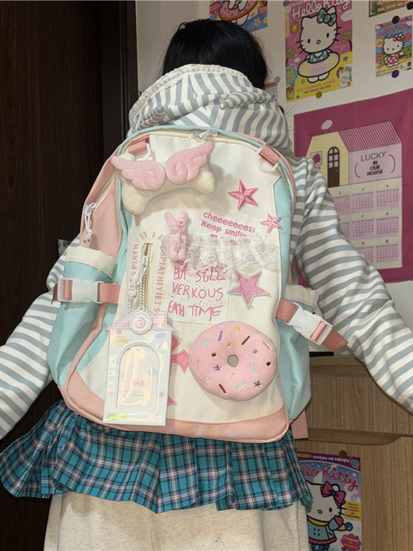 Pastel Pink Mint Colorblock Backpack