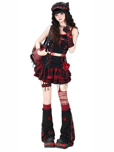 Plaid Star Panel Leg Warmers