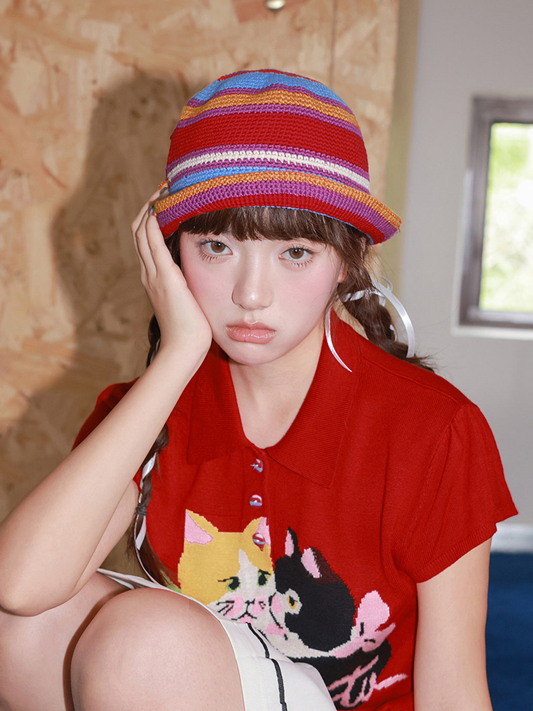 Multicolor Striped Crochet Bucket Hat