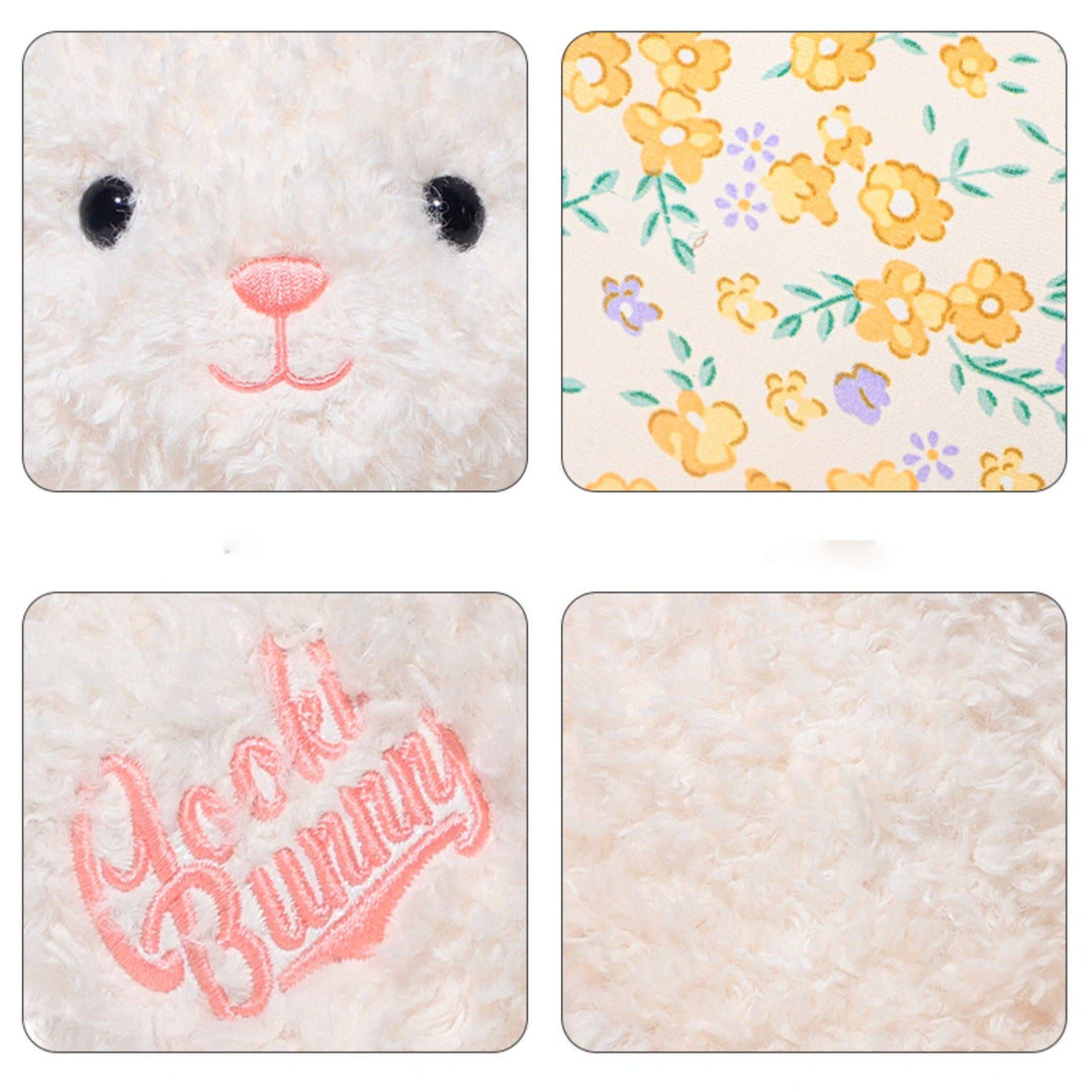 Cream Floral Ear Bunny Plush Toy