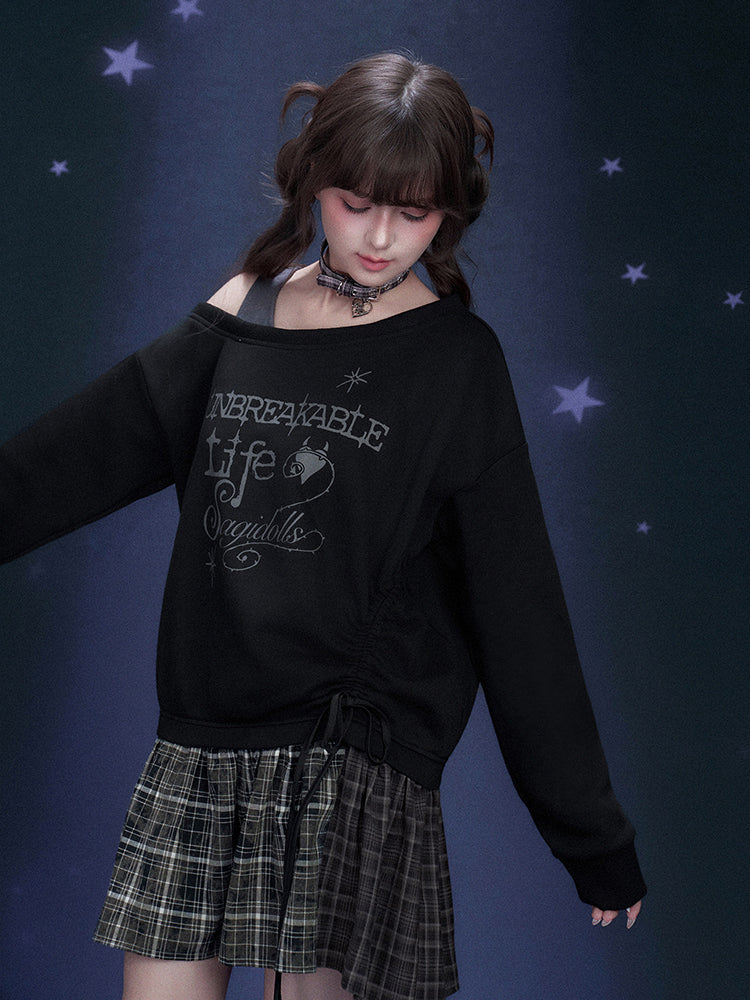 Dark Graffiti Faux Two Piece Dress