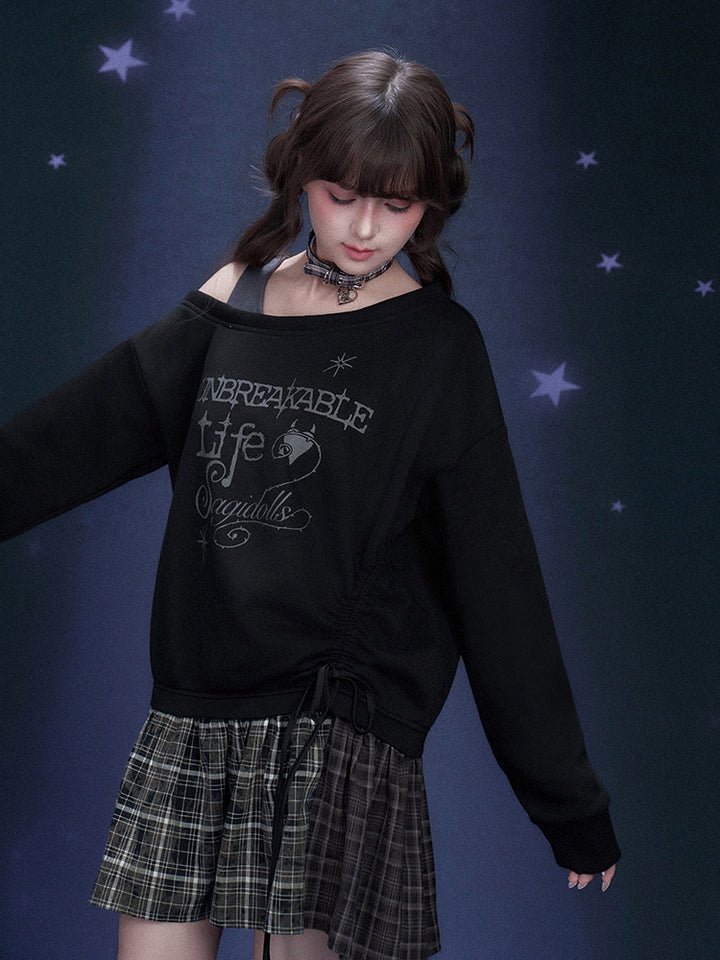 Dark Graffiti Faux Two Piece Dress