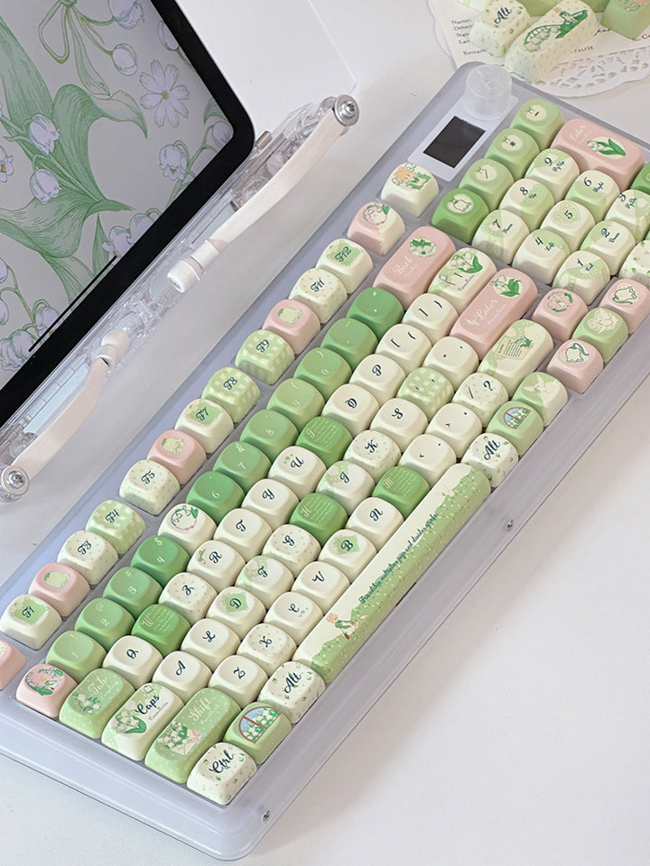 Cute Lily of the Valley Pastel Keycap Set for Mechanical Keyboards