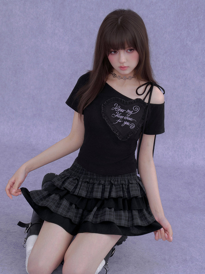 Tiered Plaid Ruffle Mini Skirt Skort
