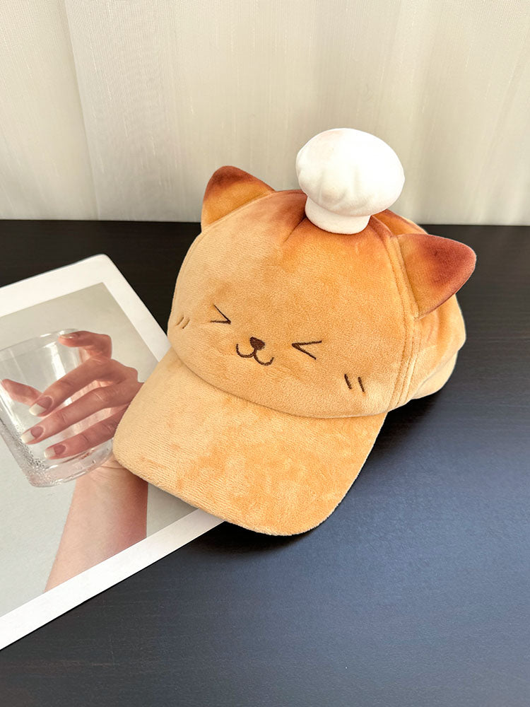 Plush Cat Chef Ear Baseball Cap