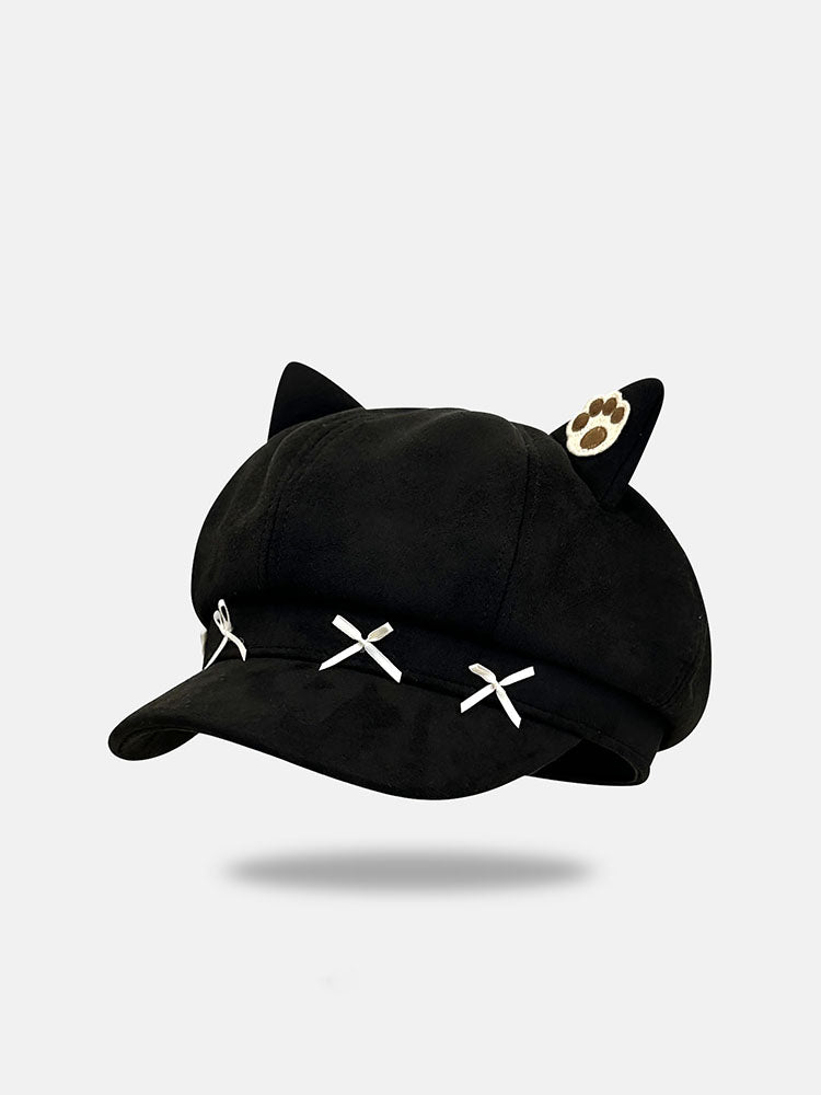 Cute Cat Ear Cross Ribbon Cap