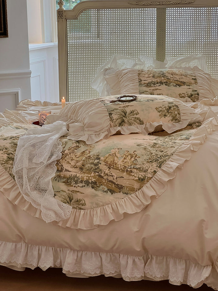 Romantic French Vintage Art Cotton Lace Duvet Cover