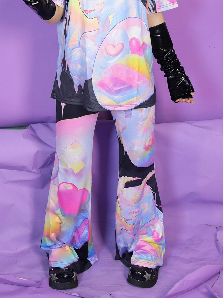 Pastel Anime Girl Flare Pants