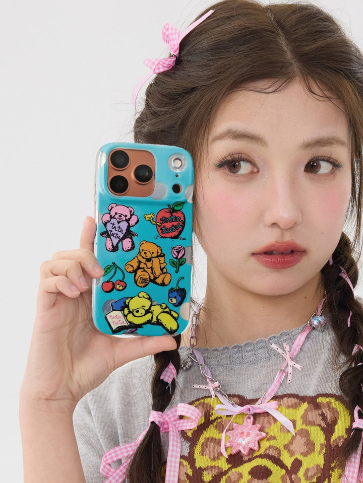 Blue Teddy Sticker Phone Case