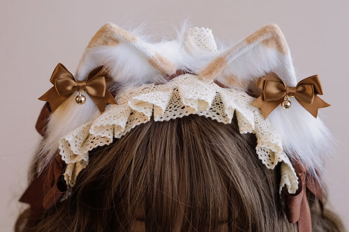 Lolita Brown Bow Bell Cat Ear Headband