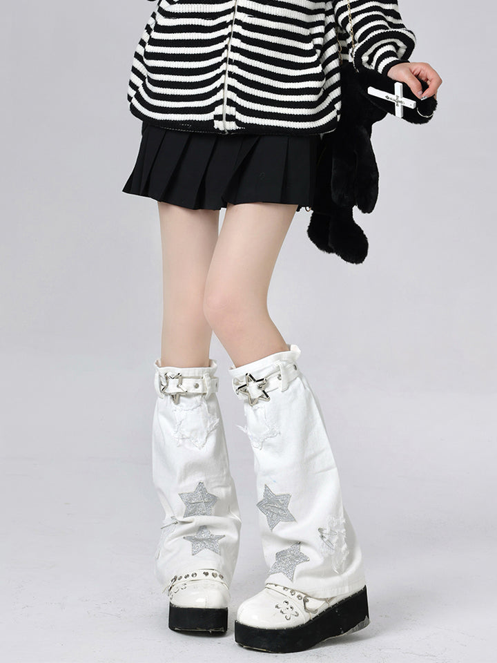 Y2K Star Leg Warmers with Buckle Strap