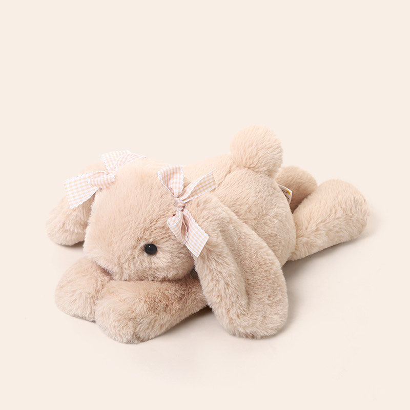 Cute Beige Bow Bunny Plush