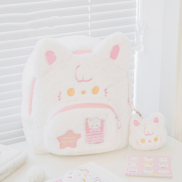 Cute Kitty Plush Backpack