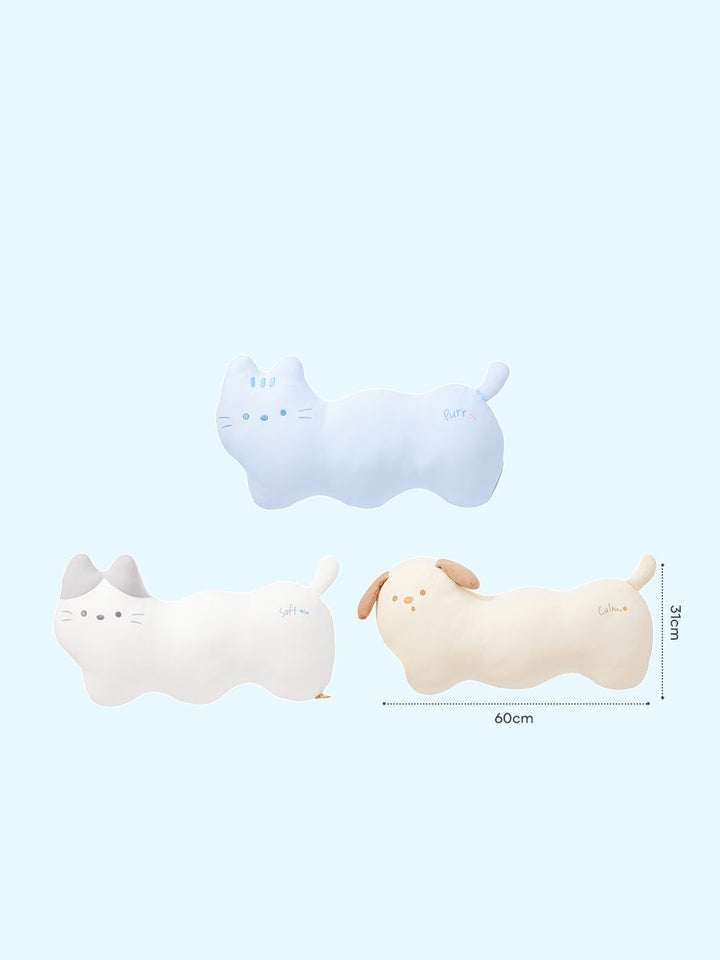 Long Cat and Puppy Plush Pillow