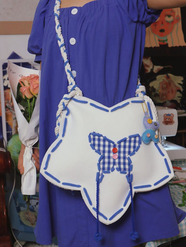 Star-Shaped Butterfly Appliqué Crossbody Bag