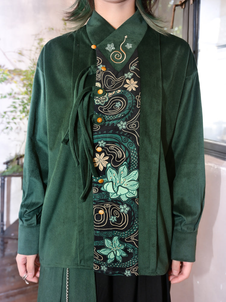 Chinese-style Embroidered Green Top