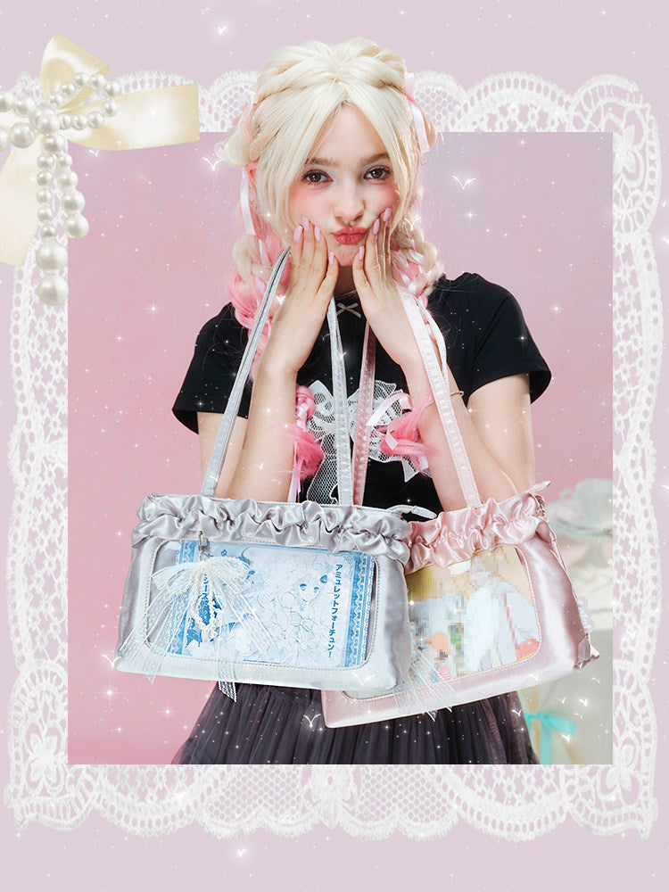 Satin Ruffle Balletcore Ita Underarm Bag
