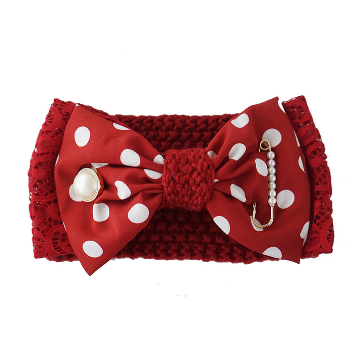 Polka Dot Knitted Bow Headband