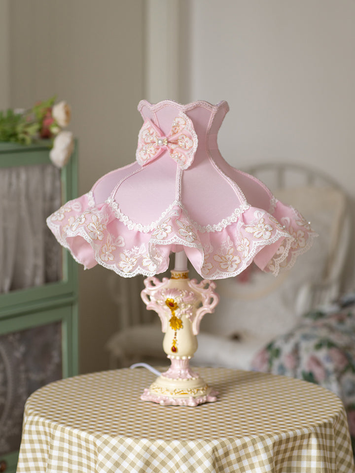 Pink Bow-Knot Lace Table Lamp