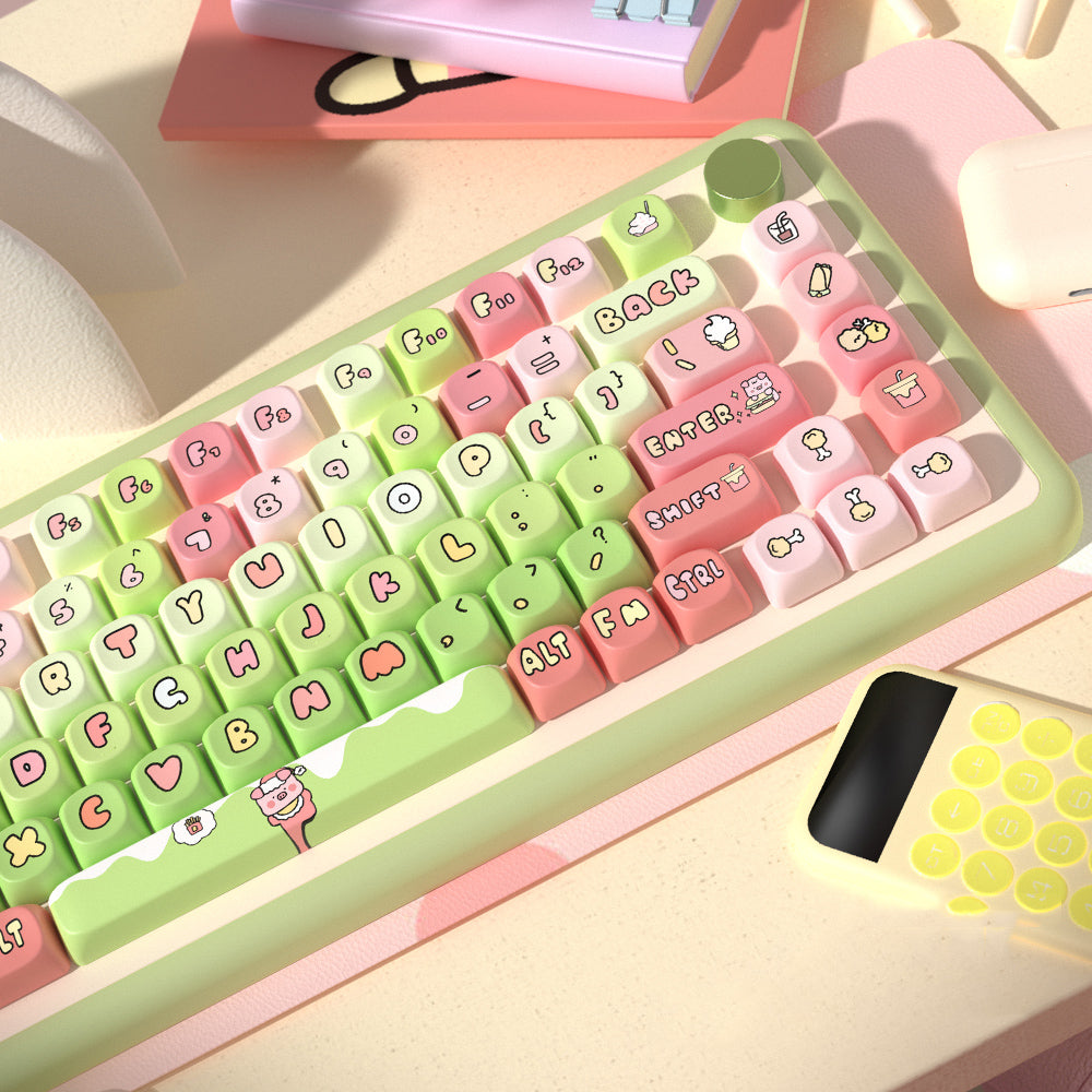 Cartoon Pig Theme MCA Profile Keycaps for Mechanical Keyboards